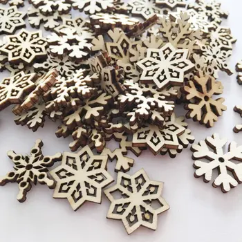 50PCS Drevené Snowflake Drevené Visí Snowflake Pre DIY Dreva Remesiel Vianočné Ozdoby na Vianočný Stromček, Dekorácie