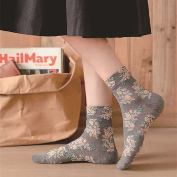 Strieborné Lesklé Kvetinové Výšivky Žena Ponožky Etnických Harajuku Retro Vintage Žena Ponožky Japonský Štýl, Módne Streetwear Dlhá Ponožka