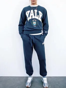 ZA jeseň nový produkt módne ležérny štýl kolo krku voľné text tlač sveter vysoký pás jogging nohavice dámske športové oblek