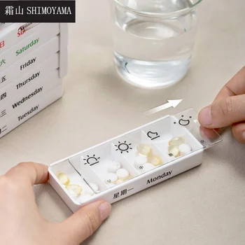 SHIMOYAMA Stenu Prenosné 7 dní Denne Tabletku Organizér Box Úložný Organizátor Cestovnej Medicíny Tablet Týždenný Kontajner Box