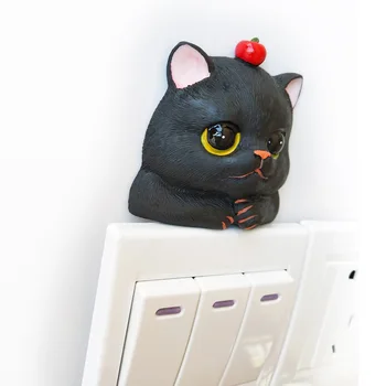 Tvorivosť Zvierat Karikatúra roztomilý mačka Kryt Cartoon Obývacia Izba Dekor 3D Stenu Živice na vypínač zapnutie Svetla Zásuvky v Stene Nálepku