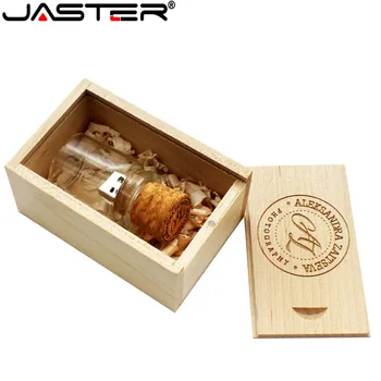 JASTER Sklenená Fľaša s Korkovou USB Flash Disk (Transparentné) Plná Kapacita 4 GB 8 GB 16 GB 32 GB darček pre milovníkov