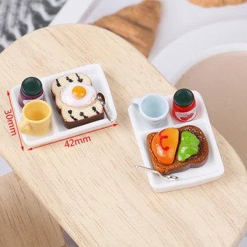 5 ks/Set domček pre bábiky Miniatúrne Toast Chlieb Jam Tanieri Pohár Lyžica Pre Blyth Dieťa 1:12 Doll House Hrať Kuchyňa Accessoreis