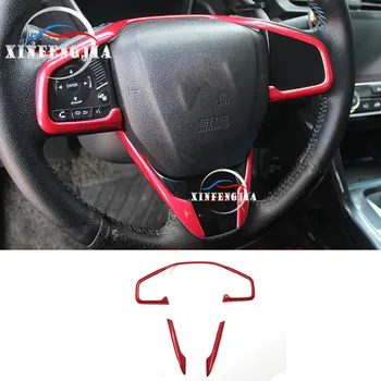 Pre Honda Civic 2016-2019 3ks Červená Volant Tlačidlo Prepnúť Vonkajšieho Rámu Orezania