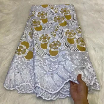 5 dvore Švajčiarskej čipky textílie 2021 najnovšie ťažké vyšívanie korálkami Afriky bavlnené tkaniny Swiss voile čipky populárne Dubaj štýl 2312