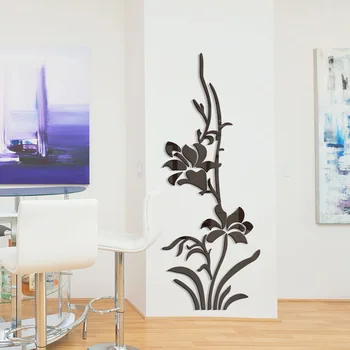 Zrkadlový Efekt Nálepky 60 x 150 cm kvetinový vzor, zrkadlo na stenu-nálepky domova obývacia izba stenu