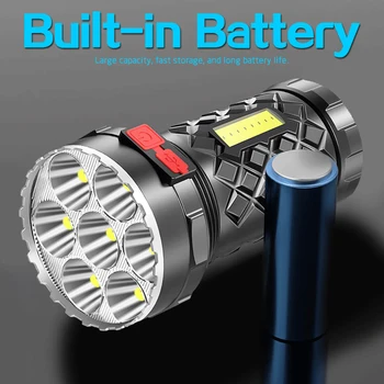 7 LED+Strane KLASU Svetlo LED Baterka 5 Režimov Vodotesný, Baterka, USB Nabíjateľné Baterky s vstavanú Batériu, USB Kábel