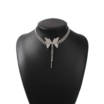 Motýľ Crystal Náhrdelník Choker Motýle Náhrdelník Iskrivý Drahokamu Prívesok Reťazca Prom Šperky pre Dospievajúce Dievča Rýchlo Dosiahnuť