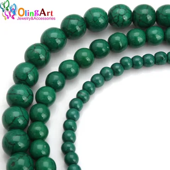 OlingArt 4 mm/6 mm/8 mm Syntetický Kameň korálky Kolo Zelená Turquoises Módny Náhrdelník náramok náušnice pre šperky robiť