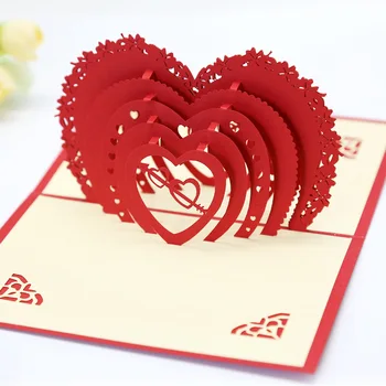 1pc 3D Pop-Up, Pohľadnice, Obálky Svadobné Mariage Pozvánka Valentines Day Darček pre Priateľku Manžel Svadby