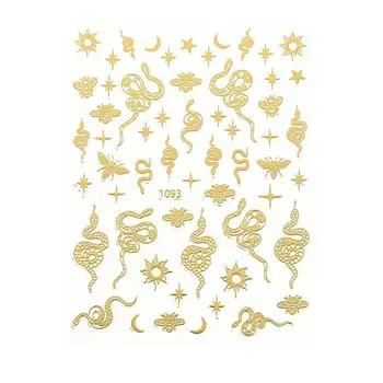 Zlatý Drak na Nechty, Nálepky 3D Had Rose Vzor Módne Charms Vzory DIY Samolepiace Nálepky na Nechty, Dekorácia Príslušenstvo 1PC