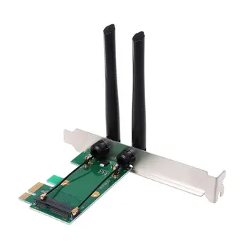 M2EC Bezdrôtová Karta WiFi karty Mini PCI-E Express PCI-E Adaptér 2 Anténa Vonkajšie PC