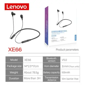 Lenovo Xe66 Bezdrôtové Slúchadlá Bt5.0 10 mm Dual Pohybe Cievky v Stereofónnej Náhlavnej súpravy Magnetické Krku Visí Nepremokavé Športové chrániče sluchu