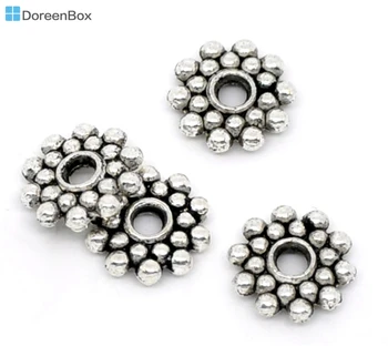 Doreen Box hot - 100ks Snowflake Dištančné Korálky Zistenia 8 mm Dia. (B00817)
