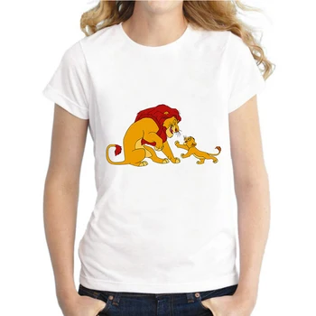Lion King SIMBA Mufasa T-Shirt Karikatúry Tlač Unisex Nadrozmerné Topy Zábavné Leto O-Krku Krátky Rukáv Rodič-dieťa Výstroj