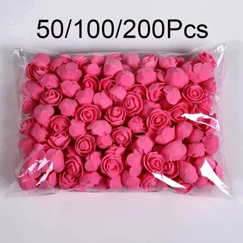 50/100/200pcs 3,5 cm Pena Rose Hlavy Umelé Flower Teddy Bear Ruže Pre Svadby, Narodeniny, Party Domova DIY Valentines Dary
