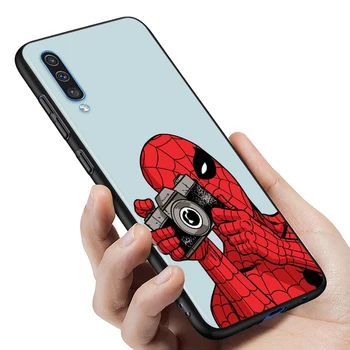 Marvel Cartoon Spiderman Pre Samsung Galaxy A90 A80 A70 S A60 A50S A30 S A40 S A2 A20E A20 S A10S A10 E Black Telefón Prípade