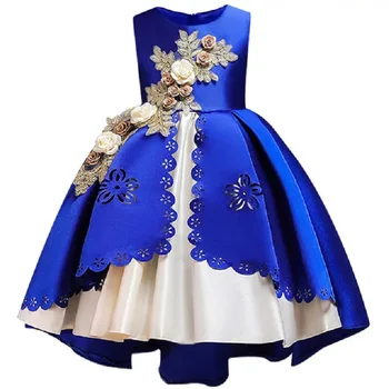 Výšivky Hodváb Princezná Šaty pre Dieťa Dievča Kvet Elegantné Dievčatá Šaty Zimné Strany Vianoce, Halloween Deti Šaty, Oblečenie