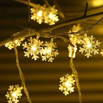 10/12M Snowflake LED Reťazec Svetlá Rozprávkových Svetiel Vlkovcový Led Svetlo batériový Garland Nový Rok Vianočné Ozdoby 2021
