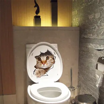 Vymeniteľné 3D animovaný Zvierat Mačky Samolepky na Stenu Umenie Nepremokavé DIY Dekor Stenu, Nálepky nástenná maľba DIY Domáce Kúpeľňa Auto Dekorácie U3
