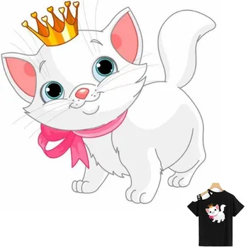 Karikatúra Roztomilý Zvierat Koruny Mačka Žehlička Na Patche Pre DIY Prenos Tepla Oblečenie T-Shirt Tepelnej Samolepky, Dekorácie Tlač