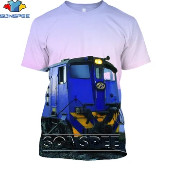 SONSPEE Prepravca Vlak Retro Tričko 3D Tlač pánske, dámske Letné Zábavné Punk Mužov Harajuku Nadrozmerné T-shirt Deti Hore