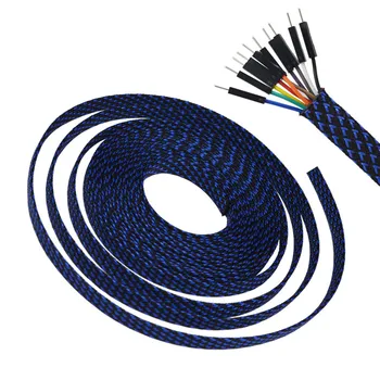 5/10/50/200 Metrov Black & Blue Vysokej kvality 4 mm PET Rozšíriteľná Sleeving Vysokou Hustotou Opláštenie Splietané Kábel Rukávy