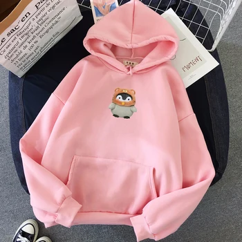 Oblečenie Pre Dospievajúcich Harajuku Hoodie Penguin Bábika Tlač 2020 Zimné Oblečenie Žien, Ružová Topy Kawaii Nadrozmerné Mikina Ženy