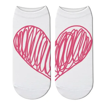 Nové Kawaii 3D Vytlačené Červené Srdce Ponožky Ženy Ružové Srdce Vzor Priedušná Bavlnené Ponožky Milenca Členok-Vysoká Bežné Zábavné Ponožky