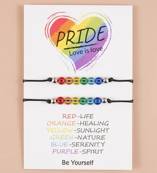2ks/ Set Dúhový Pride Želanie Náramok Bisexuálne Rainbow LGBT Lano Náramok Bisexuálne Šperky pre Ženy, Mužov Pride Náramok Darček