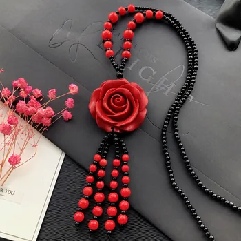 Červená Rumelková Vyrezávané Guangong Šťastie, Prívesky, Vintage náhrdelník Módne Šperky