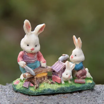 Nové Veľkonočné Kúsky Čokolády Pár Rodiny Bunny Živice Remesiel Darček Roztomilý Králik Zvierat Figúrka Veľkonočné Dekorácie, Záhradný Ornament