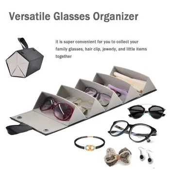 Slnečné okuliare Organizátor Portable Multi-slot Okuliare Skladovanie Displej Prenosné Skladacie Okuliare PU Kožené puzdro Domov Skladovanie