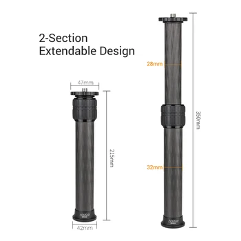 Carbon Fiber Statív Extender 2-Časti Centrum Stĺpec Predĺženie Trubice Kompatibilné s Ručnými Gimbals Max. Nosnosť 5 kg