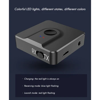 Bluetooth Vysielač, Prijímač 2 v 1, Bluetooth 5.0 Audio Adaptér Podporu AUX Rozhranie pre PC, TV Reproduktor, Slúchadlá