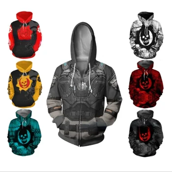 Hra vojnový stroj 5 3D vytlačené Mikina s Kapucňou gears Cosplay oblečenie mužov a žien príležitostné športové dlhý rukáv kabát