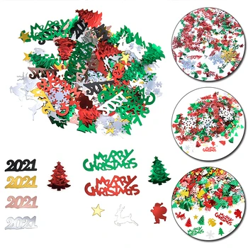 15 g Vianočné Konfety Vianočný Strom Snowflake Snehuliak Jeleň Tvar Flitrami Konfety Na Vianoce Domov Svadobné Dekorácie