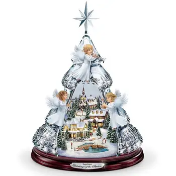 Vianočný Stromček Rotujúce Socha Vlak Dekorácie Okna Vložiť Nálepky Vianočné Šperky Nový Rok Zima Domáce Dekorácie