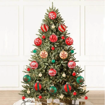 44Pcs Červený Zelený Strom Vianočné Závesné Gule, Ozdoby Maľované Snowflake Dekoratívne Gule Vianočné Domáce Dekorácie Nový Rok Darčeky
