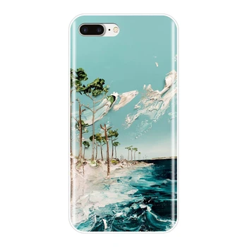 Zadný Kryt Pre iPhone X XR XS MAX 8 7 6 6 S Čl Beach Blue Ocean Maľovanie Mäkké Silikónové Telefón puzdro Pre iPhone 8 7 6 6 S Plus