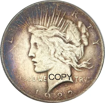 1922 Mieru Slobody Na Jeden Dolár V Spojených Štátoch Amerických, Mosadz Striebro Pozlátené Replika Mince