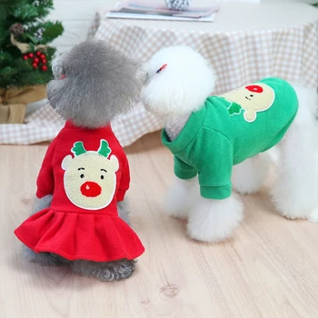 Vianočné Pet Oblečenie Roztomilý Elk Tlač Kabát Malé Stredné Pes, Mačka Tričko Bunda Teddy Francúzsky Buldog Čivava Winter Sako