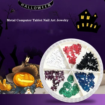 Nail Art 1 Box Miešanie Plech Halloween Tekvica Čarodejnice Série DIY Necht Nálepky Dekoratívne Accessorie Nástroj Plátok Hot