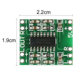 1PC PAM8403 Super mini digitálny zosilňovač rada miniatúrne class D zosilňovač rada 2 * 3 w vysokej 2.5-5 v USB