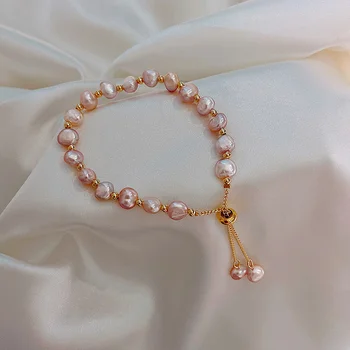 Barokový prírodné sladkovodné perly priateľky náramok šampanské white pearl in nika náramky pre ženy veľkoobchod väčšinu Dary
