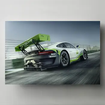 Pretekárske Auto Porsches 911 GT3 R Športové Auto Wall Art Plagáty a vzory, Moderné Plátna Obrazov, na Obývacia Izba Dekor