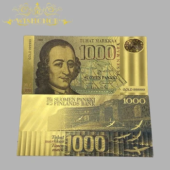 10pcs/veľa Pekné Fínsko Bankovky 1000 Markka Bankoviek v 24k Zlatom Na Zber