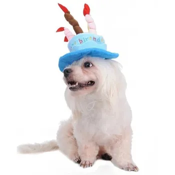 Roztomilý Rozkošný Mačka, Pes, Pet Happy Birthday Party Klobúk s Koláčom a 5 Farebné Sviečky Dizajn Cosplay Kostým Príslušenstvo pokrývku hlavy
