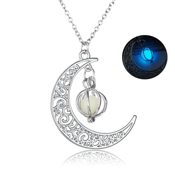 Luxusné Svietiť V Tme Svietiace náhrdelníky Mesiac a Tekvicové prívesok Náhrdelníky Pre ženy Módne Šperky Príslušenstvo