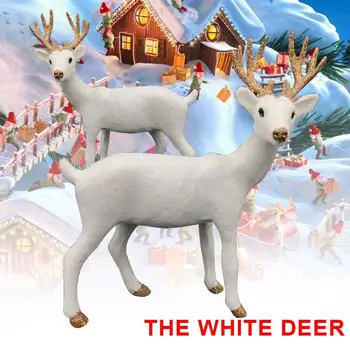 Vianoce Biele Elk Stojí Nový Rok Simulované Vianoce Biele Sobov Obchod Plyšové Plastové Office Simulácia Biely Jeleň